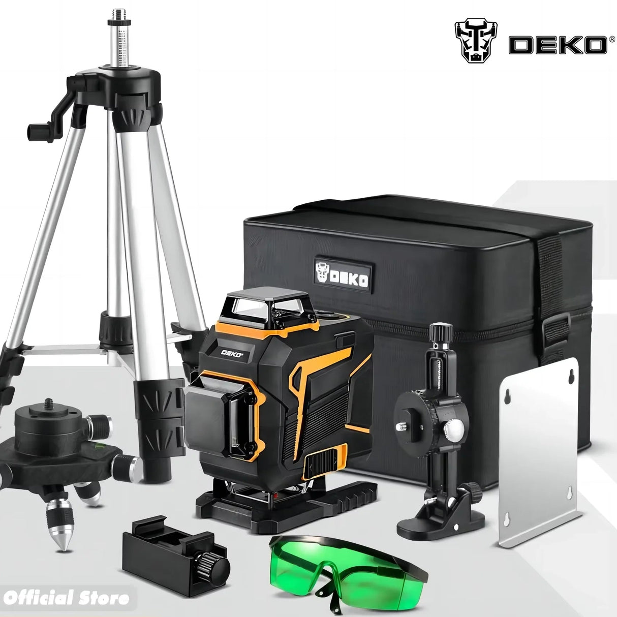 Nivel Láser DEKO 4D 16 Líneas Autonivelante 360° – Láser Verde con Trípode para Construcción y Reformas