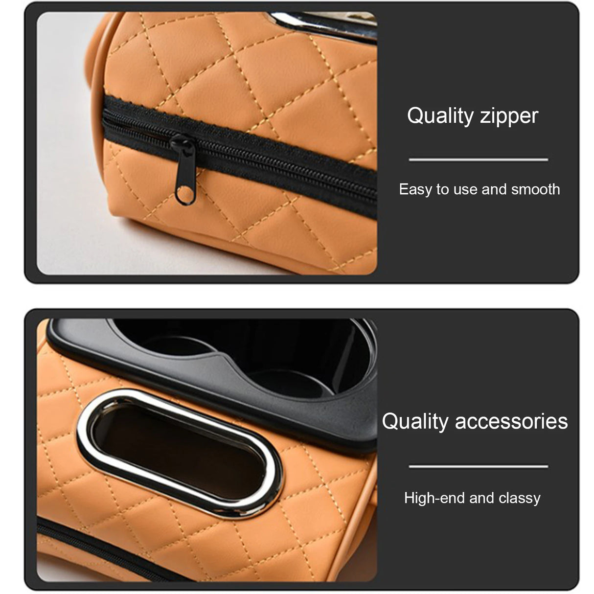 Caja Reposabrazos de Coche con Portavasos y Almacenamiento Lateral – Cojín Elevador con Soporte para Pañuelos y Cubierta Interior