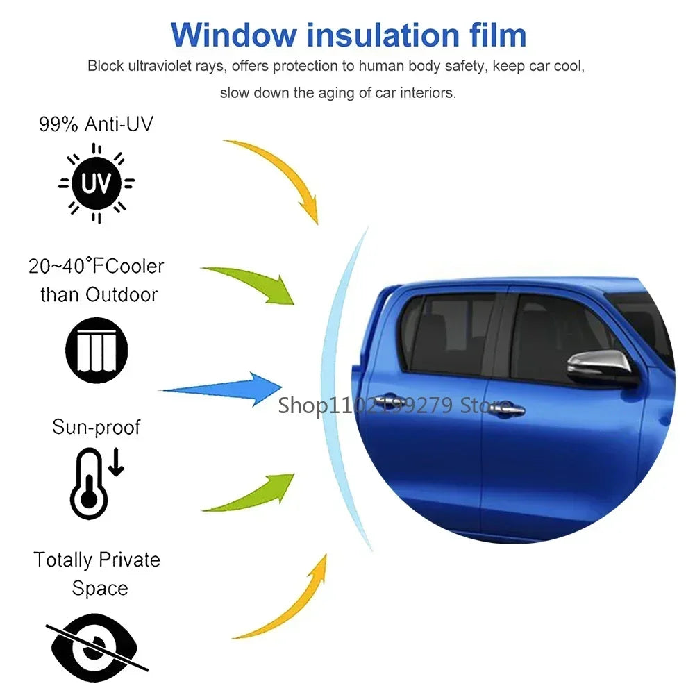 Lámina Tintada para Ventanas de Coche 50x300 cm – Negro 5%–70% VLT, Protección UV y Adhesivo Solar