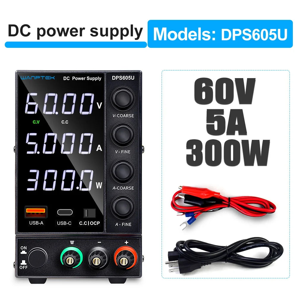 Fuente de Alimentación de Laboratorio Ajustable CC 30V/60V/120V – 5A/10A/3A con Pantalla LCD y Salida Estabilizada