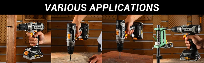 Taladro Inalámbrico DEKO 20V con Batería y Cargador – Kit Ligero para Bricolaje y Carpintería Doméstica