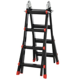 HOMCOM Escalera Telescópica de Aluminio 4 m Escalera Plegable con 8 Peldaños