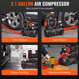 Compresor de aire portátil SucceBuy 900W 1450W 1800W silencioso sin aceite, bomba de inflado para neumáticos coche moto y herramientas