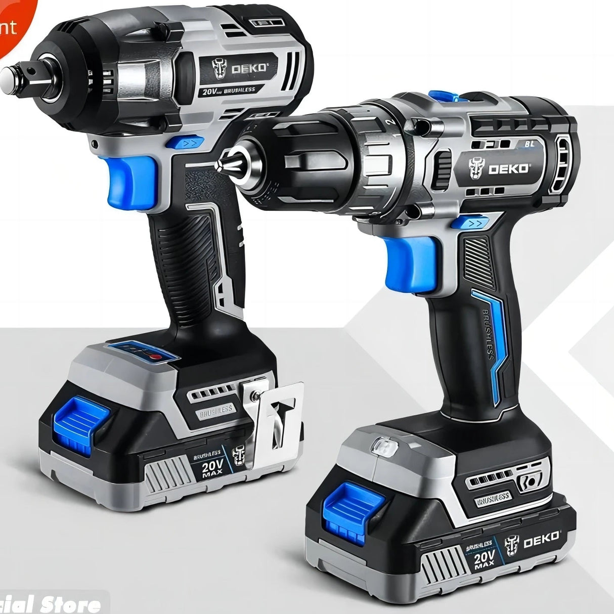 DEKO 20V DKBL20DU3 Kit combinado de taladro inalámbrico sin escobillas Mini destornillador eléctrico herramientas eléctricas de 2 velocidades para carpintería
