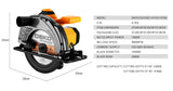 Sierra circular eléctrica serie DEKO DKCS, cortadora multifuncional de 185mm, herramienta eléctrica doméstica de 1500W con mango auxiliar