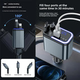 Cargador de Coche 5 en 1 con Bluetooth FM – Carga Rápida USB, Cable Retráctil, MP3 y Soporte U Disk