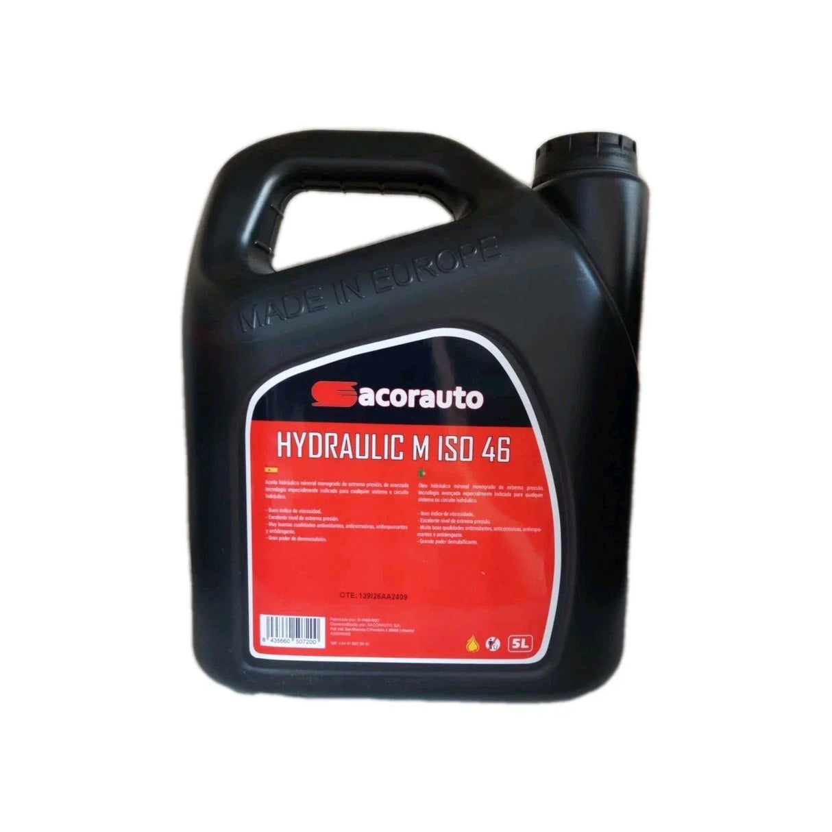 Aceite Hidráulico Sacorauto ISO 46 5L – Lubricante para Sistemas Hidráulicos y Maquinaria
