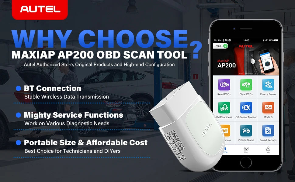 Autel MaxiAP AP200 Escáner OBD2 Bluetooth – Diagnóstico Completo de Todo el Sistema, TPMS y EPB para Coche