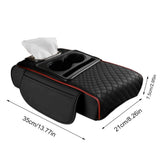 Caja Reposabrazos de Coche con Portavasos y Almacenamiento Lateral – Cojín Elevador con Soporte para Pañuelos y Cubierta Interior