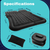 Cama Inflable para Coche con Bomba y Almohada – Colchón Hinchable Plegable Universal para Asiento Trasero, Cojín Flocado Portátil para Viajes