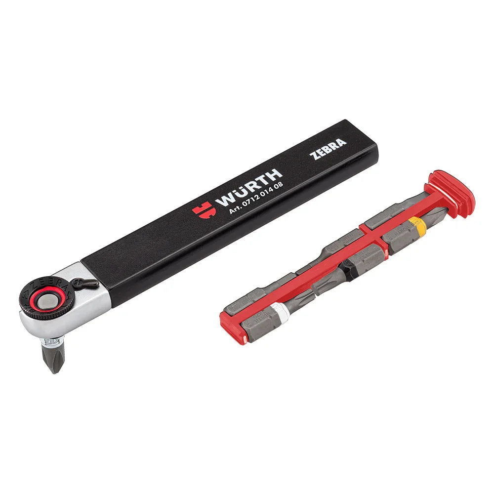 Würth Llave Carraca para puntas 1/4 pulgada,Cargador 6 Bits Integrado,Llave Reversible con cabezal Giratorio Manual,Carraca de 1/4 de pulgada con cargador integrado 1 punta PH1 y PH2 1 punta TX20 y TX25 1 punta hexagonal: 3