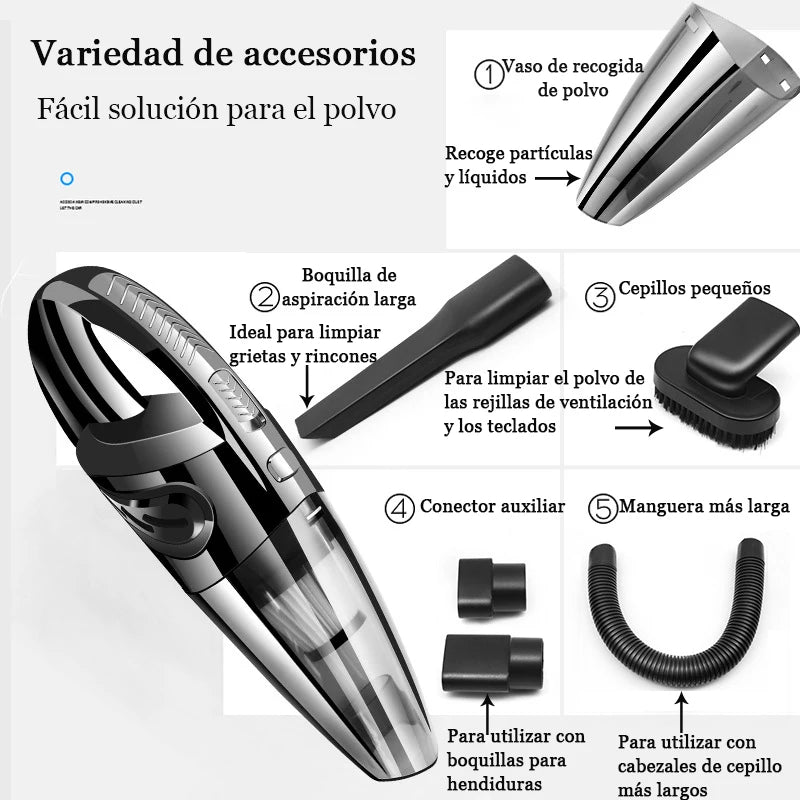 Aspiradora de mano inalámbrica, potente succión ciclónica, limpieza Interior de coche, portátil, recargable para pelo de mascotas en casa