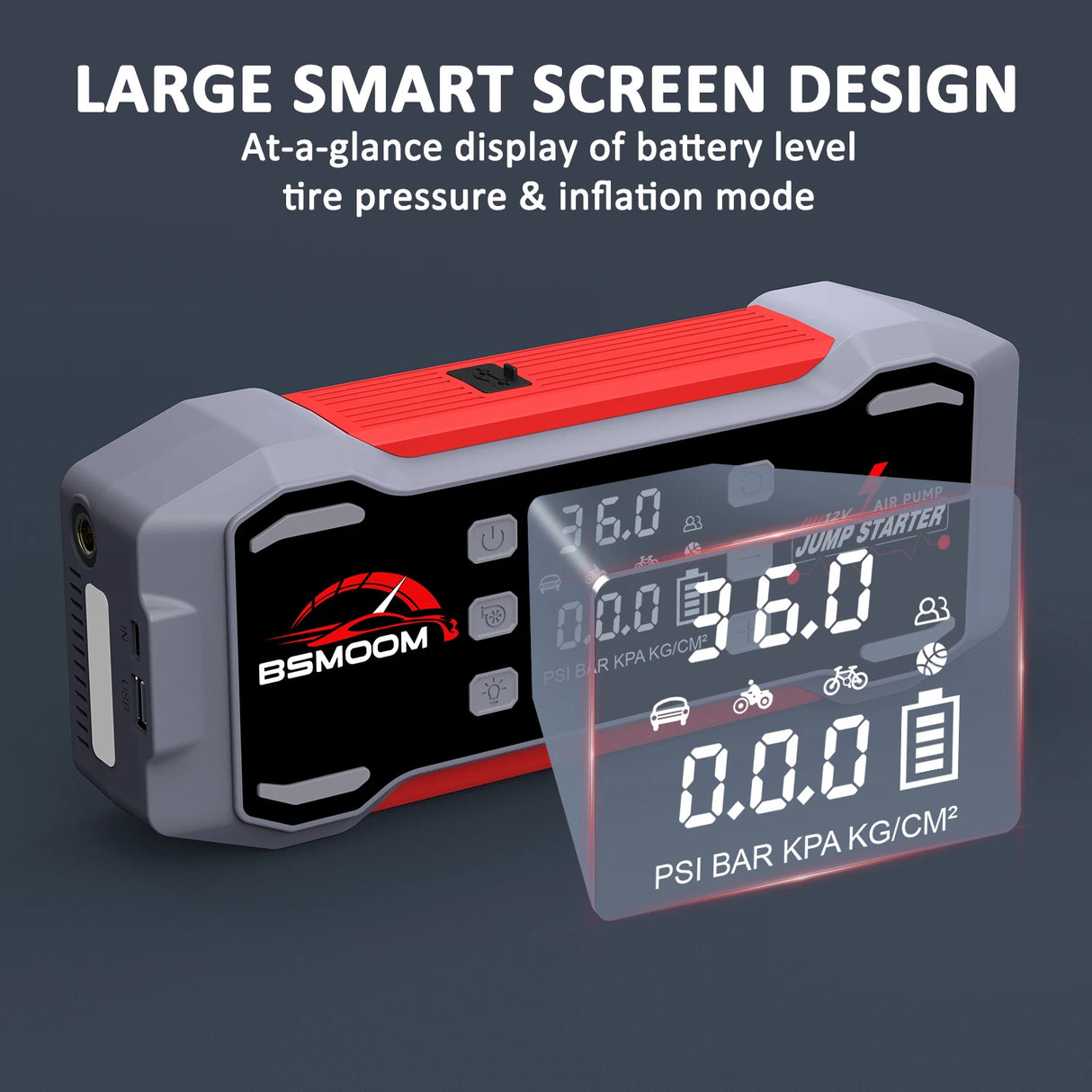 Arrancador de Coche 8000/9000A con Compresor 150 PSI – Booster Batería Portátil para Gasolina y Diésel