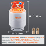 Tanque de Recuperación de Refrigerante SucceBuy 50 LBS – Cilindro Portátil 400 PSI con Válvula en Y para Líquido/Vapor, Compatible R22 y R134A