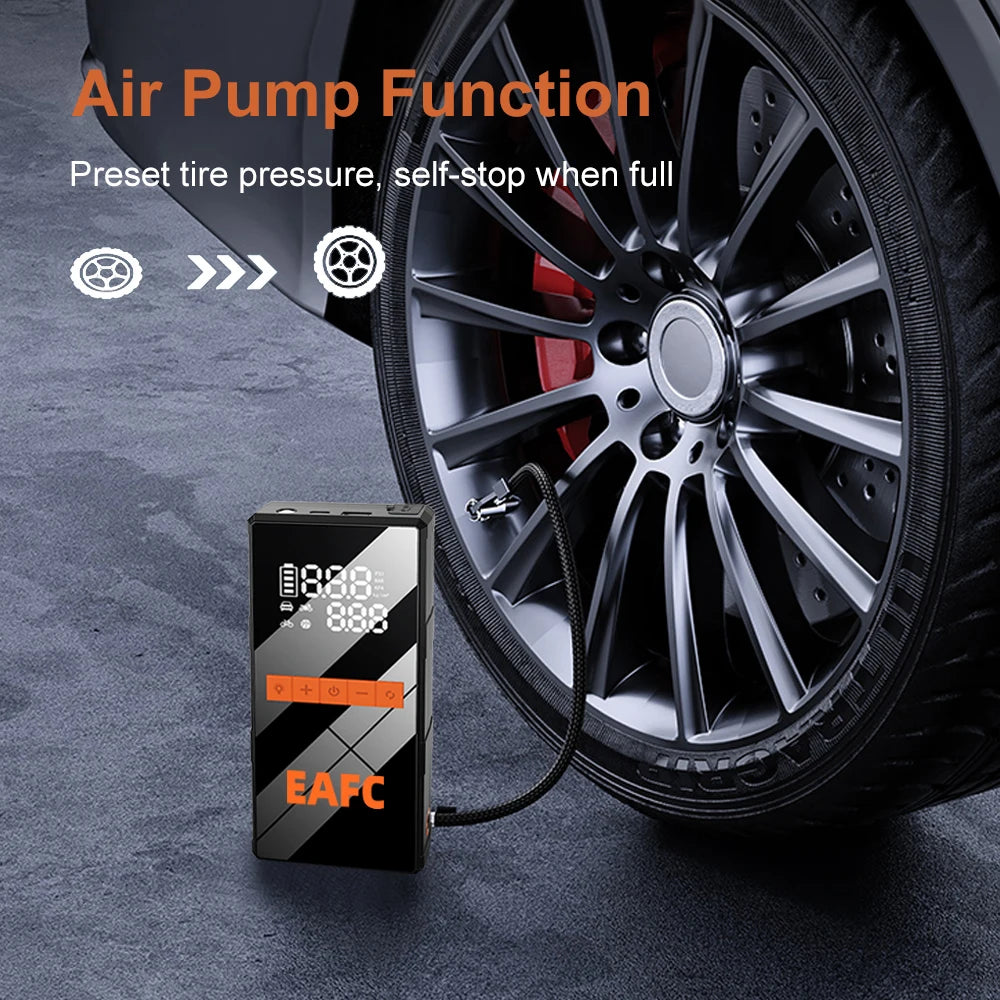 Arrancador de Coche 1200A con Compresor 150 PSI – Jump Starter Portátil con Power Bank