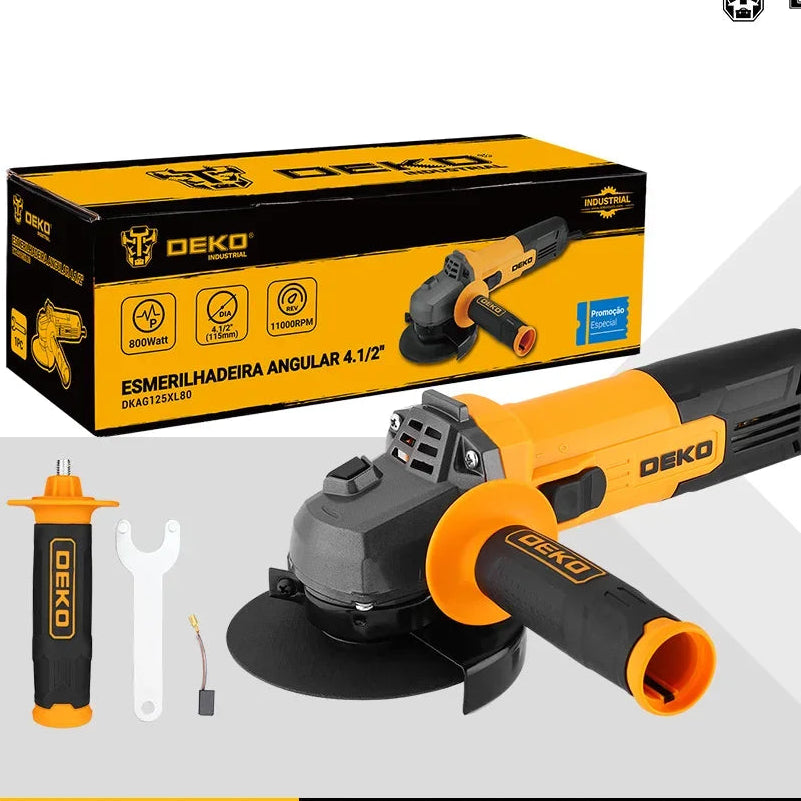 Amoladora Angular DEKO 115 mm 800W 11.000 RPM – Herramienta Eléctrica para Madera y Metal