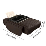 Caja Reposabrazos de Coche con Portavasos y Almacenamiento Lateral – Cojín Elevador con Soporte para Pañuelos y Cubierta Interior