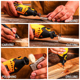 DEKO Kit de Herramientas Rotativas Eléctricas – Mini Multiherramienta para Madera y Metal (Amoladora y Perforadora)