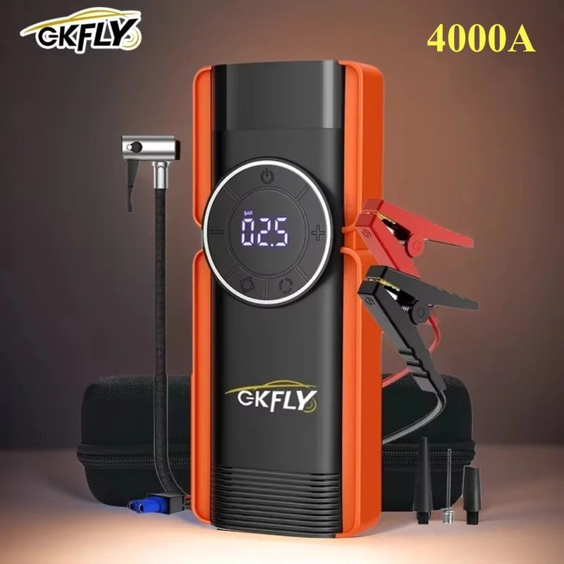 Arrancador de Coche 4 en 1 4000A con Compresor 150 PSI – Power Bank 59.2Wh e Inflador Digital 12V