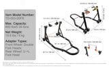 Soporte de Elevación para Motocicleta SucceBuy 850 lb – Caballete Delantero y Trasero Alta Resistencia, Soporte de Horquilla y Rueda Trasera para Mantenimiento