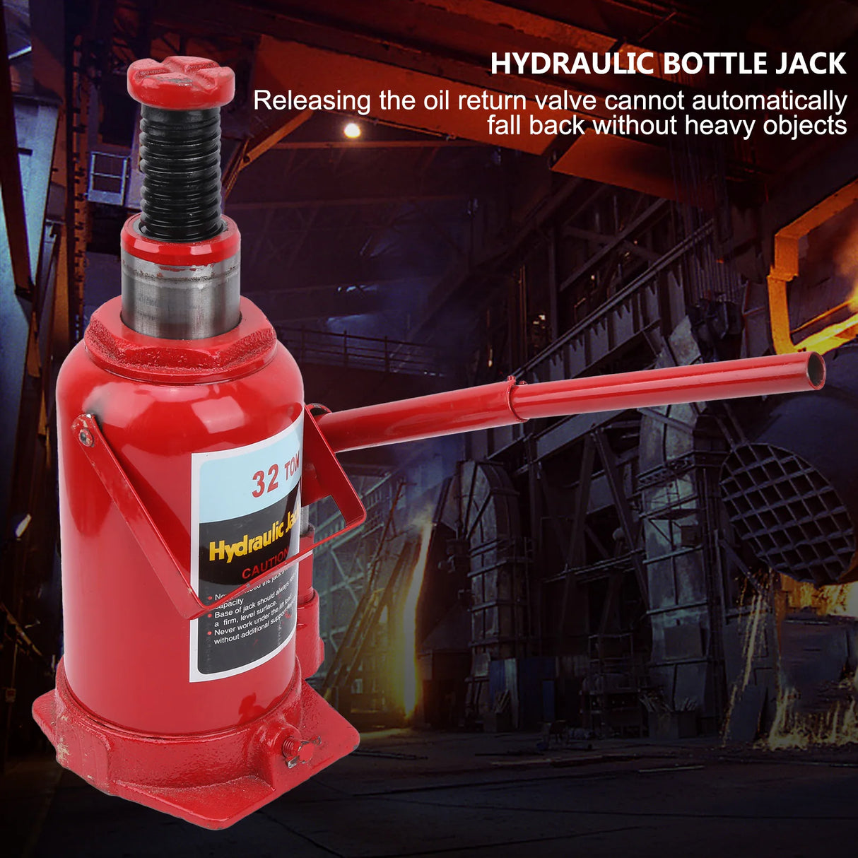 Gato Botella Hidráulico 32 Toneladas – Elevador Automotriz de Acero para Reparación de Vehículos