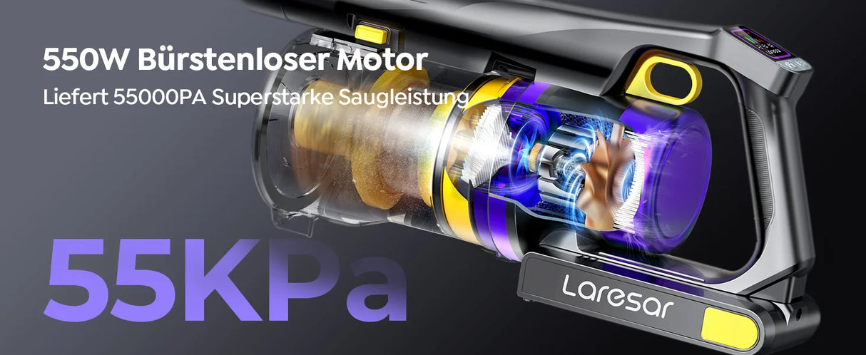 Aspiradora Escoba Sin Cable Laresar X11 – 550W, 55.000Pa, 60 Min de Autonomía y Filtros Extra