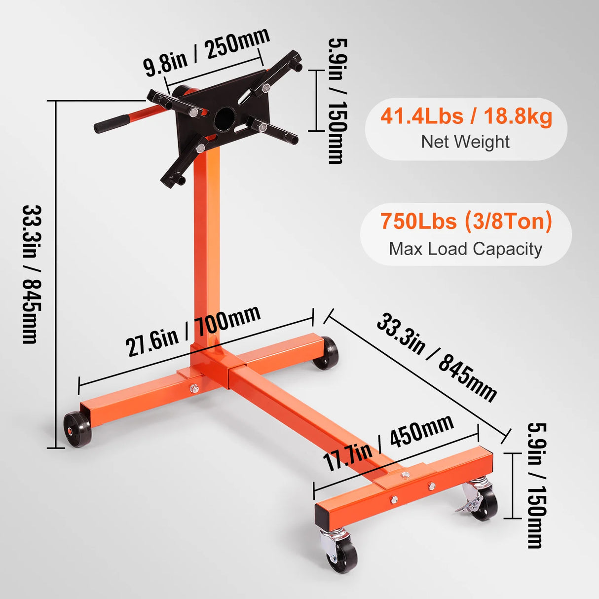 Soporte de Motor SucceBuy 750/1300/1500 lb – Caballete Giratorio 360° para Reparación de Vehículos