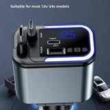 Cargador de Coche 5 en 1 con Bluetooth FM – Carga Rápida USB, Cable Retráctil, MP3 y Soporte U Disk