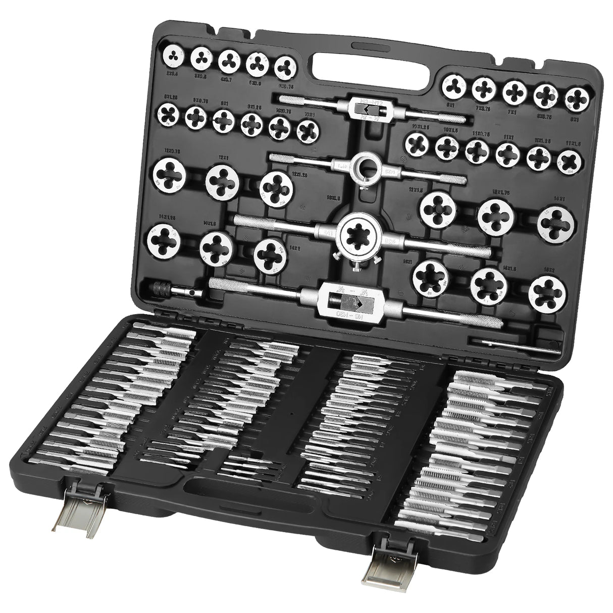 Juego de Machos y Terrajas SucceBuy 40-116 Piezas – Kit de Roscado Métrico y SAE en Acero