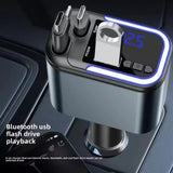 Cargador de Coche 5 en 1 con Bluetooth FM – Carga Rápida USB, Cable Retráctil, MP3 y Soporte U Disk