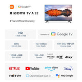 Smart TV Xiaomi TV A 32 pulgadas HD con Dolby Audio, DTS-X y DTS Virtual:X, diseño metálico compacto y sonido envolvente