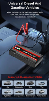 Arrancador de Batería de Coche 600A 12V con USB, Luz LED y SOS