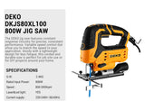 Sierra de Calar DEKO DKJS80XL100 800W 220V – Herramienta Eléctrica para Carpintería con Guía y Accesorios