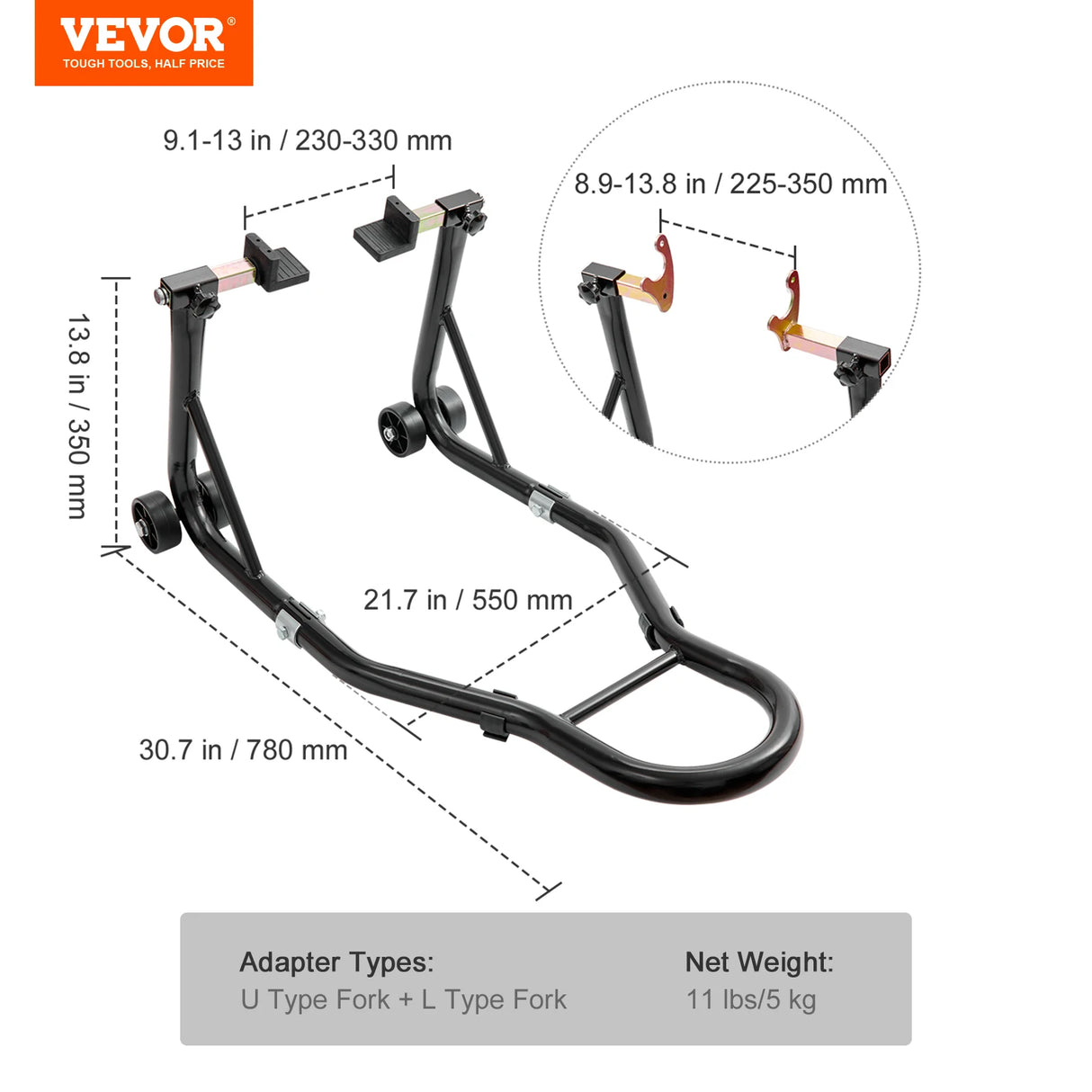 Soporte de Elevación para Motocicleta SucceBuy 850 lb – Caballete Delantero y Trasero Alta Resistencia, Soporte de Horquilla y Rueda Trasera para Mantenimiento