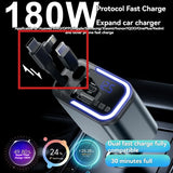 Cargador de Coche 5 en 1 con Bluetooth FM – Carga Rápida USB, Cable Retráctil, MP3 y Soporte U Disk
