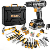 Kit Taladro Inalámbrico DEKO 20V – Taladro con Batería y Caja de Herramientas para Hogar