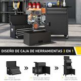 Carro de Herramientas con 6 Cajones y Cerraduras Caja de Herramientas de Acero con Ruedas para Taller Garaje Rojo