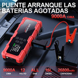 Arrancador de Coche 8000/9000A con Compresor 150 PSI – Booster Batería Portátil para Gasolina y Diésel