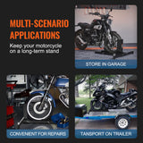 Soporte para Rueda Delantera de Motocicleta SucceBuy 1800 lb – Caballete Vertical de Acero Ajustable, Estabilizador de Moto para Garaje y Transporte