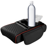 Caja Reposabrazos de Coche con Portavasos y Almacenamiento Lateral – Cojín Elevador con Soporte para Pañuelos y Cubierta Interior