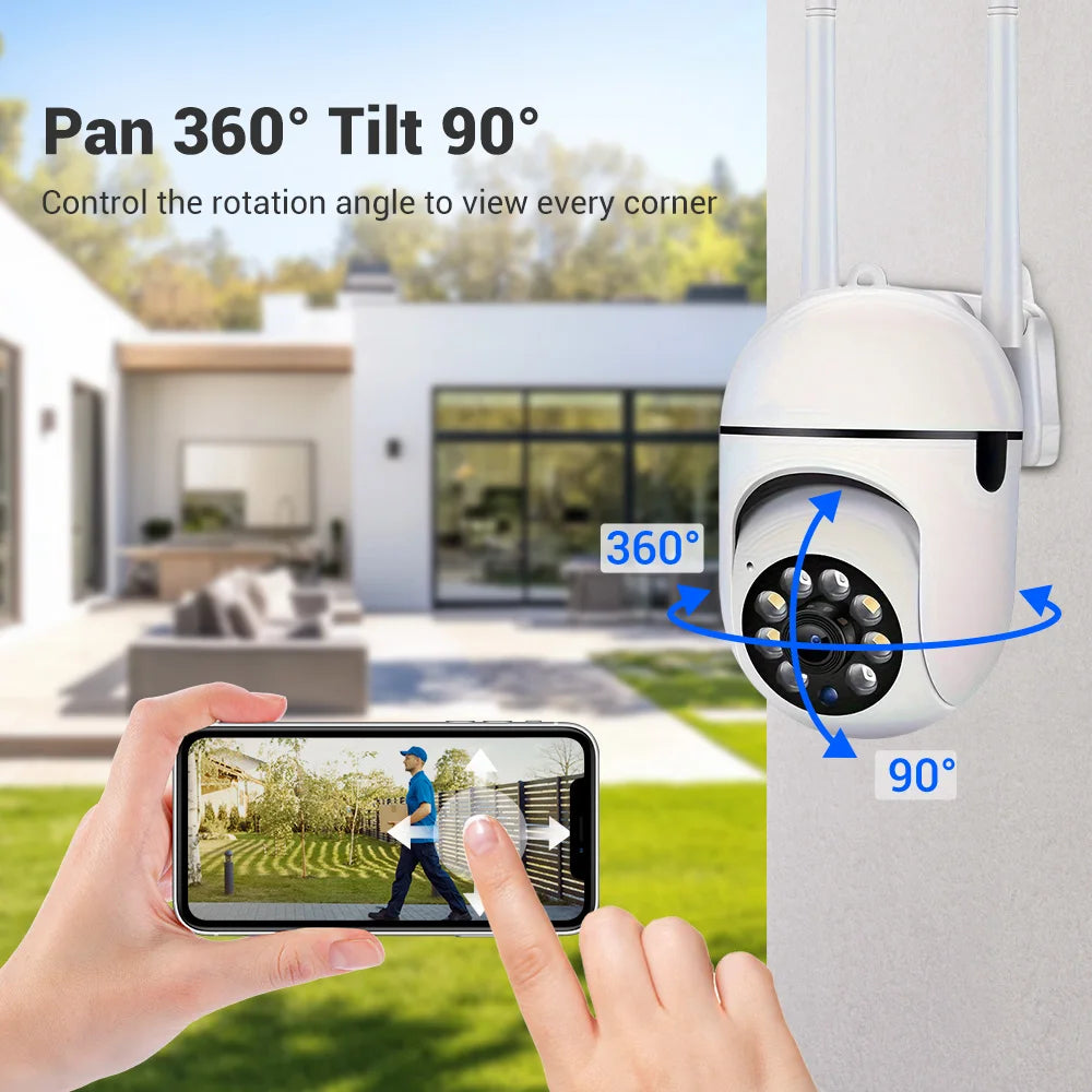 Cámara de seguridad WiFi inalámbrica 1080P HD Ease Life 2 unidades con visión nocturna en color, audio bidireccional y rotación 360° Pan/Tilt/Zoom para interior y exterior
