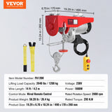 Polipasto Eléctrico VEVOR 250 kg 510W – Elevación 12 m con Motor de Cobre para Garaje y Almacén