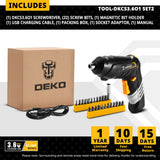 Destornillador Eléctrico Inalámbrico DEKO DKCS3.6O1 – Batería Recargable con Mango Giratorio y Luz LED