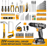 Maletín de Herramientas DEKO 186 Piezas con Taladro 20V – Kit Completo Profesional para Bricolaje