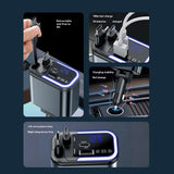 Cargador de Coche 5 en 1 con Bluetooth FM – Carga Rápida USB, Cable Retráctil, MP3 y Soporte U Disk