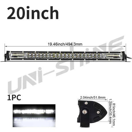 Barra LED UNISHINE 12D Slim 20-52” – Luz Off-Road 12V/24V para SUV y 4x4 con Haz Combinado Flood/Spot