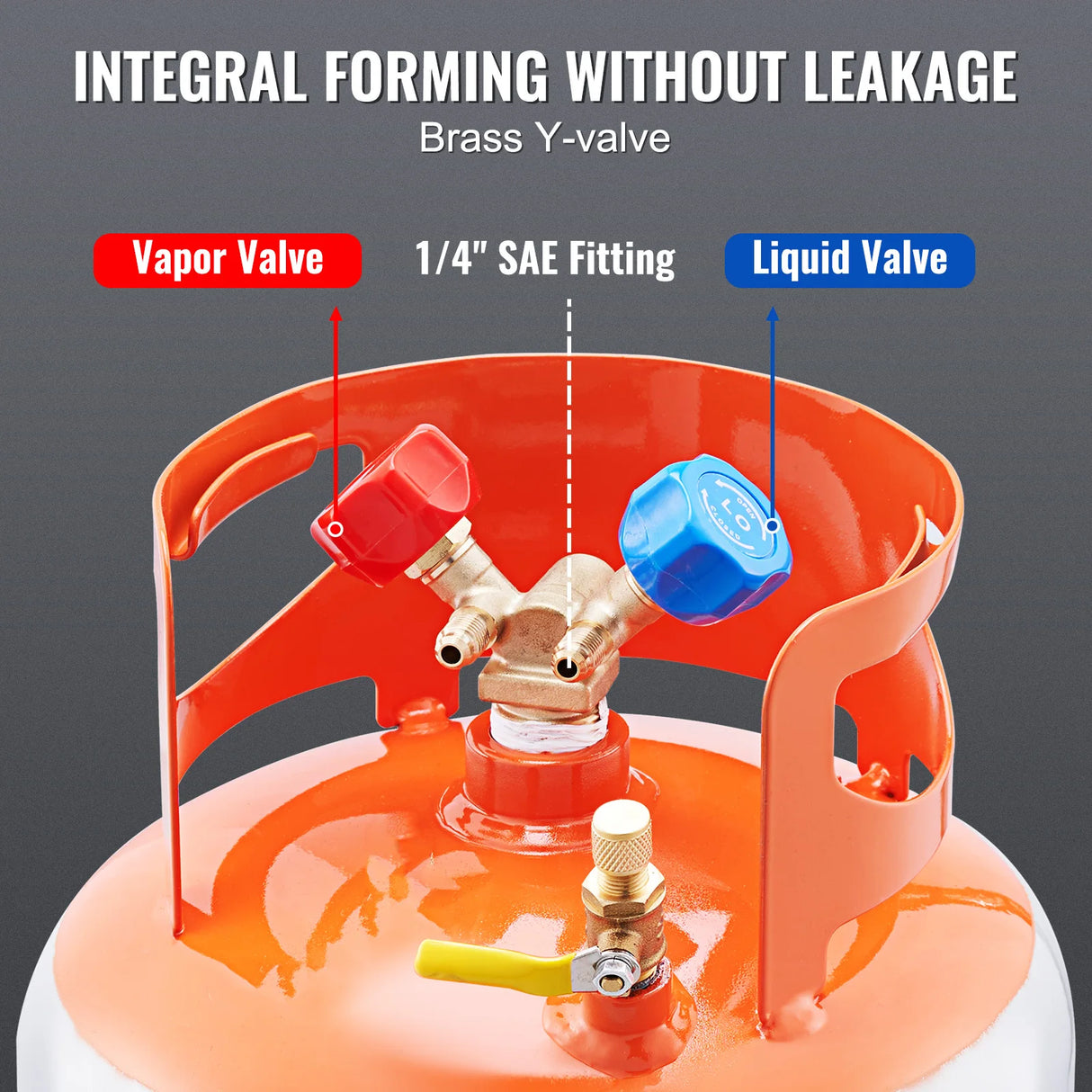 Tanque de Recuperación de Refrigerante SucceBuy 50 LBS – Cilindro Portátil 400 PSI con Válvula en Y para Líquido/Vapor, Compatible R22 y R134A