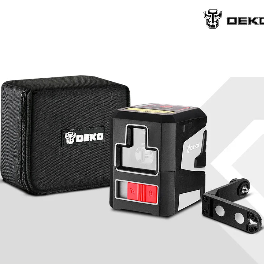 Nivel Láser DEKO DKLL02PR – 2 Líneas Cruzadas Auto-Nivelante con Soporte Magnético y Luz Verde/Roja 650nm