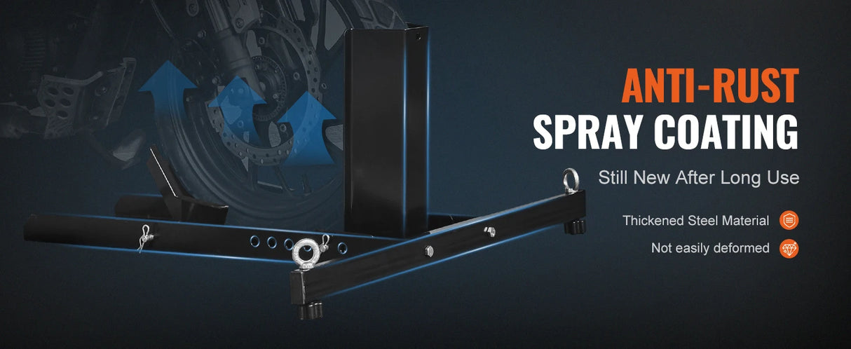 Soporte para Rueda Delantera de Motocicleta SucceBuy 1800 lb – Caballete Vertical de Acero Ajustable, Estabilizador de Moto para Garaje y Transporte