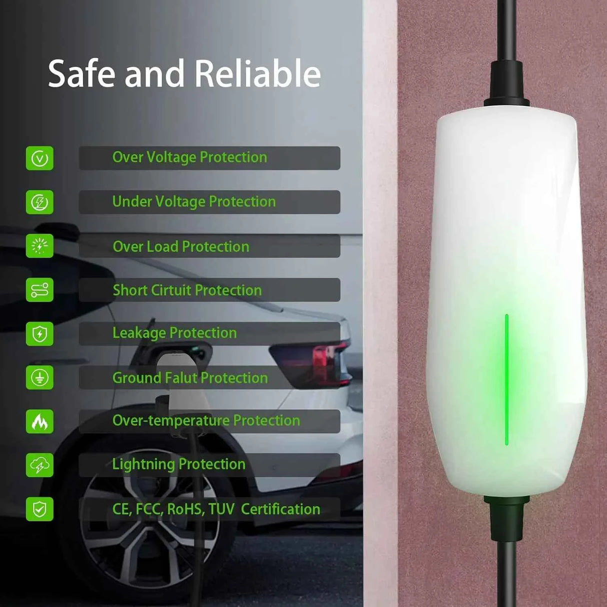 Cargador EV Portátil 16A 220V-230V Tipo 2 – Cable de Carga con Enchufe Schuko para Coche Eléctrico (IEC 62196-2)